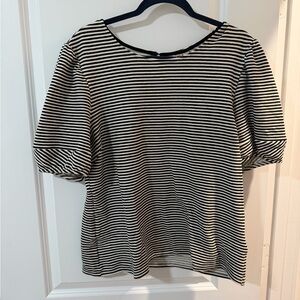 Anthropologie Black and White Striped Short Sleeve Tee